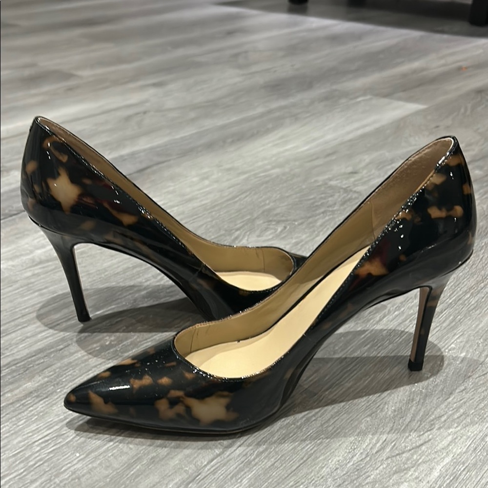 Black and Brown Patent Leather Women's Heels